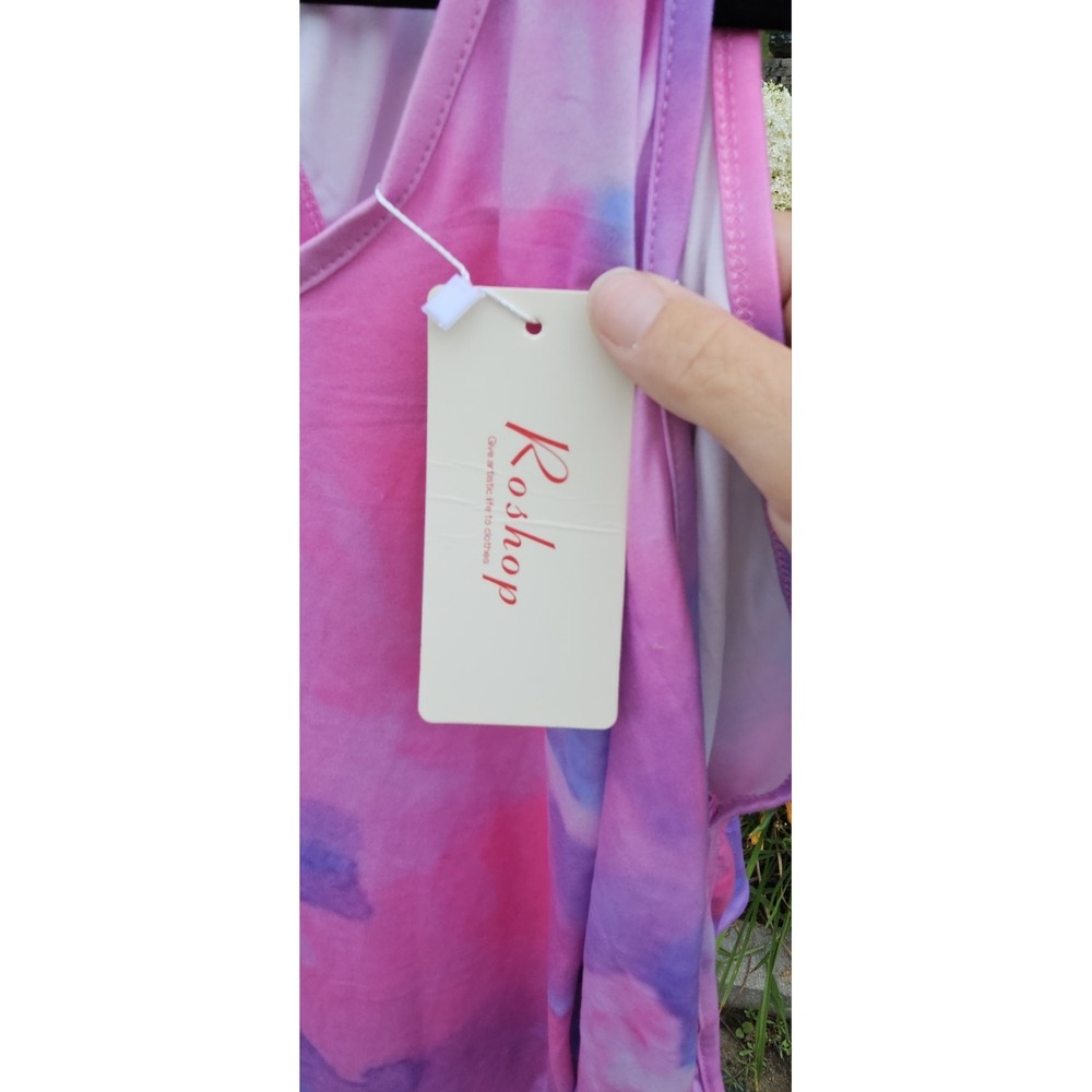 Roshop Women's Summer Cold Shoulder Tops  3/4 Sleeve Tie Dye - Size Large -‎ NWT - Picture 6 of 8